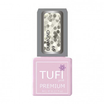 Гель-лак для нігтів Tufi profi Premium Diamond 09 Срібна куля, 8 мл