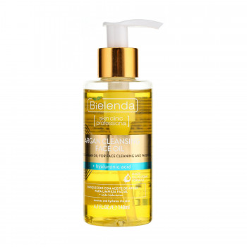 Арганова олія для очищення та вмивання обличчя Bielenda Argan Cleansing Face Oil з гіалуроновою кислотою, 140 мл