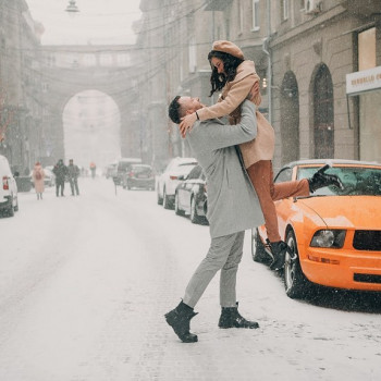 Фотосессия пары зимняя в городе, фото - Фотограф Ирина Онищенко