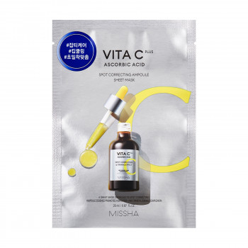 Тканинна маска для обличчя Missha Vita C Ascorbic Acid Spot Correcting Ampoule Sheet Mask з вітаміном С, 26 мл