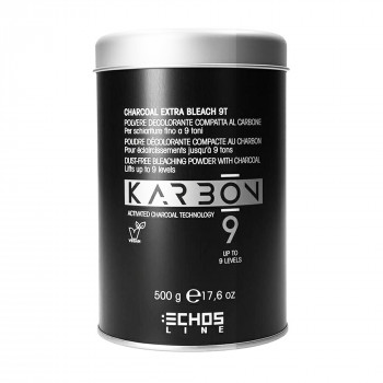 Знебарвлювальний вугільний порошок для освітлення волосся Echosline Karbon 9 Charcoal Extra Bleach до 9-ти тонів, 500 г