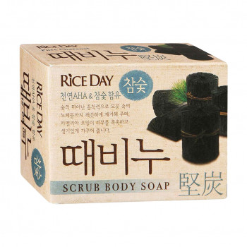 Тверде мило-скраб для тіла Lion Rice Day Scrub Body Soap Деревне вугілля, 100 г