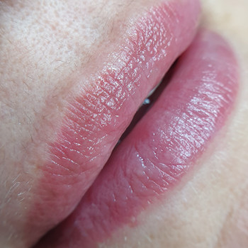 Загоєні губи в акварельній техніці після першої процедури