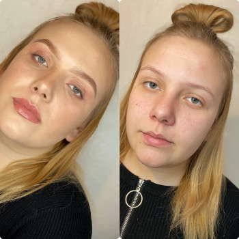 Коррекция и окрашивание бровей + ламинирование ресниц + маки