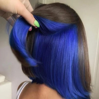 Скрытое окрашивание синий цвет волос, фото - Ногтевая студия Slava ODINET studio