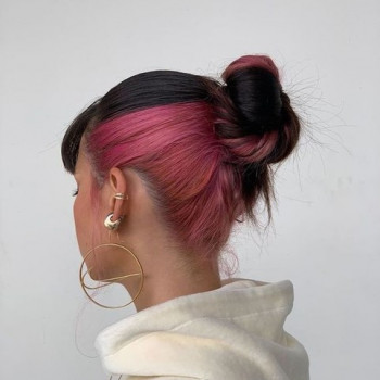 Скрытое окрашивание розовый цвет волос, фото - Ногтевая студия Slava ODINET studio