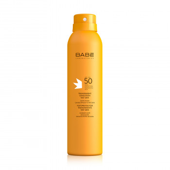 Сонцезахисний водостійкий спрей для тіла BABE Laboratorios Transparent Sunscreen Wet Skin SPF 50 з прозорою текстурою, 200 мл