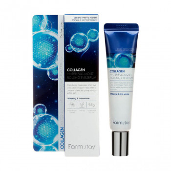 Сироватка-ролер для шкіри навколо очей FarmStay Collagen Water Full Moist Rolling Eye Serum з колагеном, 25 мл