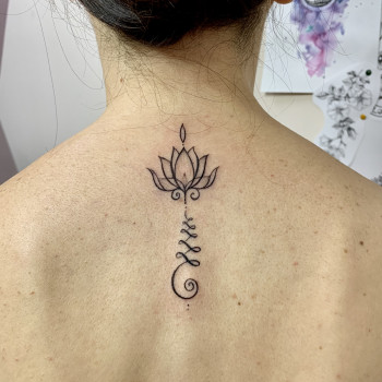 Тату лотос unalome тату, фото - Тату майстер Катерина Конах