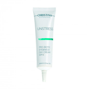Денний крем для шкіри навколо очей та шиї Christina Unstress Probiotic Eye & Neck Day Cream SPF 8, 30 мл