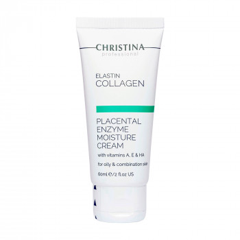 Зволожувальний крем для обличчя Christina Elastin Collagen Placental Enzyme Moisture Cream with Vitamins A, E & HA, для жирної шкіри, 60 мл