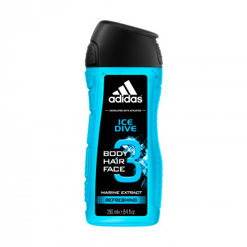 Гель для тіла, волосся та обличчя Adidas Ice Dive Shower Gel 3 in 1 чоловічий, 250 мл