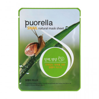 Тканинна маска для обличчя Puorella Snail Natural Mask Sheet з екстрактом слизу равлика, 21 г