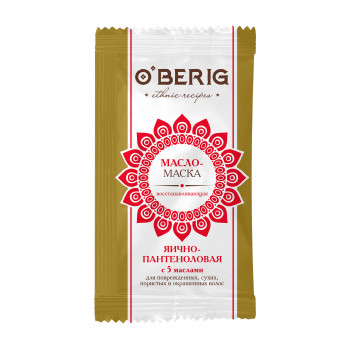 Відновлювальна маска O'BERIG Яєчно-пaнтeнoлoвa, для пошкодженого, сухого та фарбованого волосся, 15 мл
