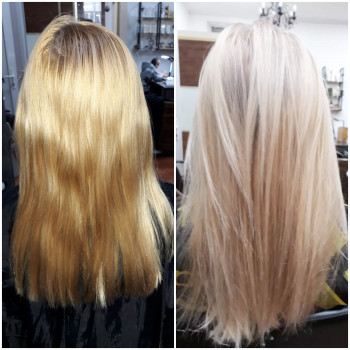 Блонд корней и тонирование длины