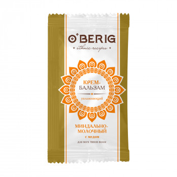 Зволожувальний крем-бальзам для волосся O'BERIG Мигдально-молочний з медом, 15 мл