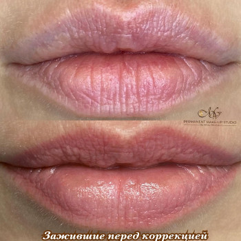 Перманентный макияж губ (зажившие после 1 процедуры)