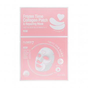 Відновлювальна тканинна маска з патчами для обличчя 2 в 1 Konad Iloje Frozen Time Collagen Patch & Repairing Mask, 0.75 г + 25 г