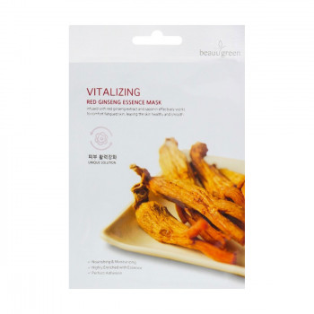 Тканинна маска для обличчя BeauuGreen Vitalizing Red Ginseng Essence Mask з екстрактом червоного женьшеню, 23 г