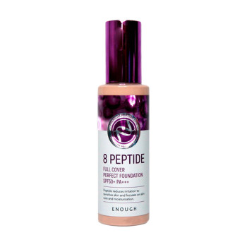 Тональна основа для обличчя Enough 8 Peptide Full Cover Perfect Foundation SPF 50 + PA+++ з пептидами, тон 23, 100 мл