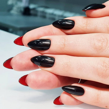 Наращивание ногтей с однотонным покрытием гель-лаком