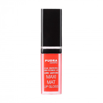 Матовий блиск для губ Pudra Cosmetics Maxi Matt Long Lasting Lip Gloss з протеїнами шовку та провітаміном B5, 05, 7 мл