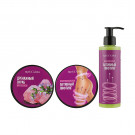 Набір для тіла Reclaire Потрійний пептидний антицелюлітний комплекс Активний ліфтинг (сироватка, 200 мл + обгортання, 200 мл + скраб, 200 мл)