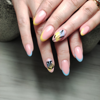 Французький манікюр патріотичний кольоровий, фото - Майстер манікюру Іванна Хіхлушко