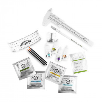 Набір для домашнього фарбування брів Henna Spa з розміткою Caramel (хна в капсулах, 10 шт + препарати, 8 видів*5 мл + інструменти, 5 шт)