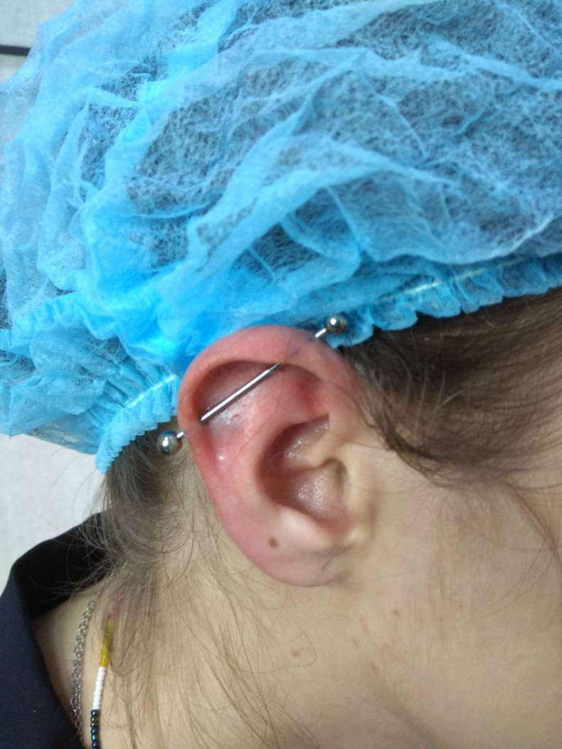 Пирсинг Индастриал, фото - Салон краси Иленто