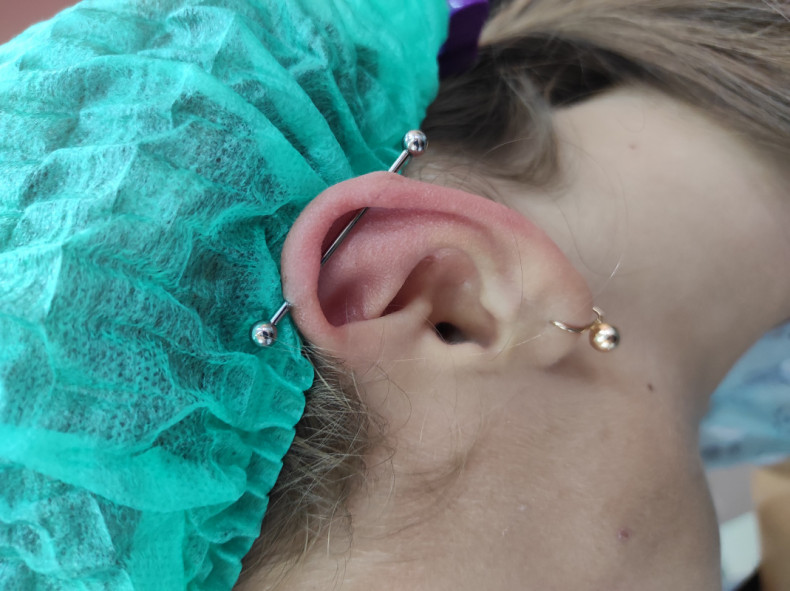 Пирсинг Индастриал, фото - Салон краси Иленто