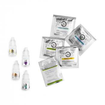 Мінінабір для домашнього фарбування брів Henna Spa Dark Chocolate (хна в капсулах, 5 шт + препарати, 8 видів*5 мл)