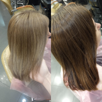 мелирование + тонирование в нейтральных оттенках