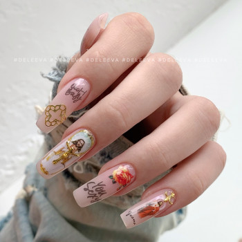 Маникюр на длинные ногти с наклейками дерзкий, фото - Салон красоты #Deleeva