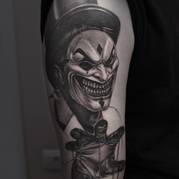 Тату black&grey клоун джокер, фото -  