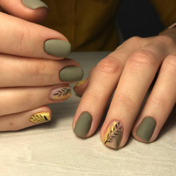 Манікюр на короткі нігті осінь з малюнком, фото - Салон краси Salon for you