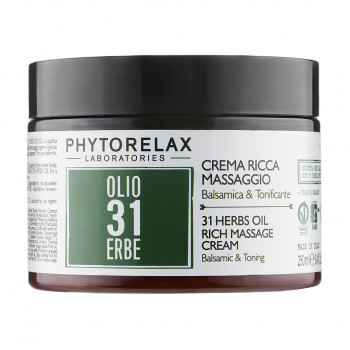 Масажний крем-батер для тіла Phytorelax Laboratories 31 Herbs Oil Rich Massage Cream Розслаблення та тонізація, 250 мл