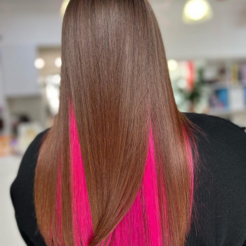 Скрытое окрашивание каштановый цвет волос розовый, фото - Салон красоты BEAUTY PRO SALON