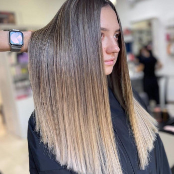 Омбре коричневый цвет волос прямые волосы выпрямление, фото - салон красоты BEAUTY PRO SALON