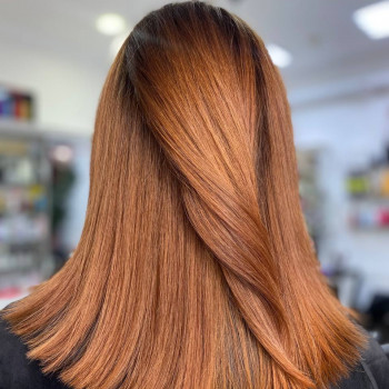 Женская стрижка укладка волос рыжий цвет медный, фото - салон красоты BEAUTY PRO SALON