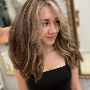 Окрашивание передних прядей контуринг волос на русые волосы, фото - салон красоты BEAUTY PRO SALON