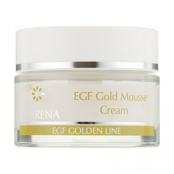 Пептидний крем-мус для обличчя Clarena EGF Golden Line EGF Gold Mousse Cream з колоїдним золотом та BIO-плацентою, 50 мл
