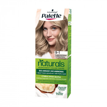 Безаміачна фарба для волосся Palette Naturals Permanent Color Creme, 9-1 Холодний світло-русявий, 110 мл
