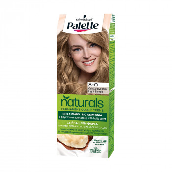 Безаміачна фарба для волосся Palette Naturals Permanent Color Creme, 8-0 Світло-русявий, 110 мл
