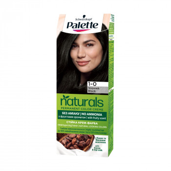 Безаміачна фарба для волосся Palette Naturals Permanent Color Creme 1-0 Чорний, 110 мл