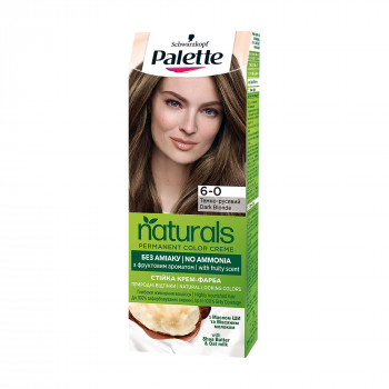 Безаміачна фарба для волосся Palette Naturals Permanent Color Creme, 6-0 Темно-русявий, 110 мл