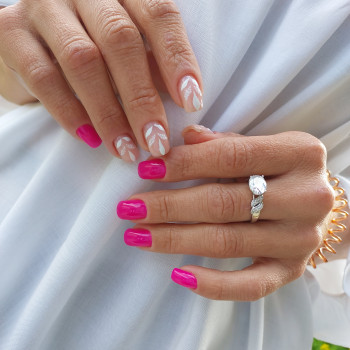 Білий манікюр весна рожевий, фото - Майстер манікюру Марина Лазарева