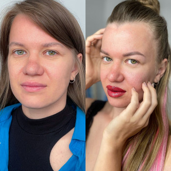 Загоєнний перманент брів та губи одразу після процедури