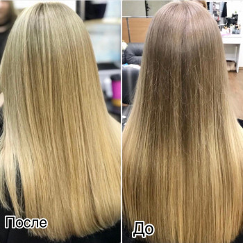 Окрашивание в технике airtouch + тонирование в нейтральный б