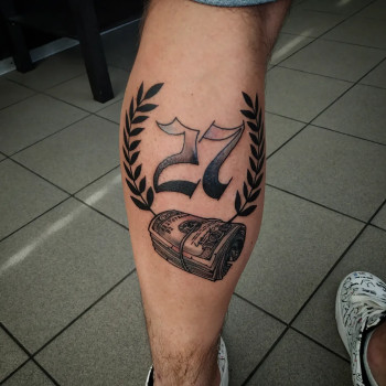 Тату на литці цифри дотворк, фото - Тату майстер Дмитро Tattooin